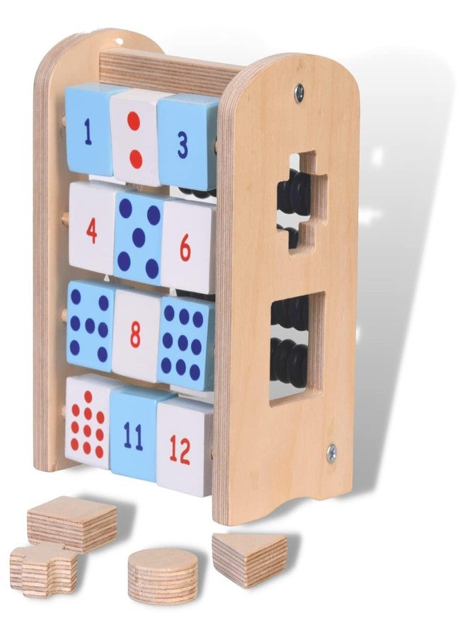 The Funny Mind 4-in-1 Activities Natural Birchwood Wooden Toy for Kids - Montessori Educational Counting & Math Learning Toy for Preschool Children, Develops Hand-Eye Coordination & Fine Motor Skills - Image 1